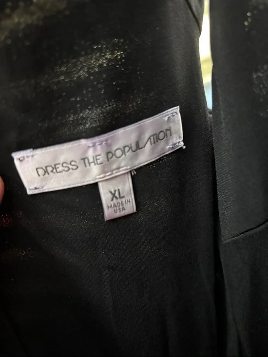 DRESS THE POPULATION TABITHA SEQUIN STRIPE MESH MINI-DRESS Size XL - Picture 7 of 7